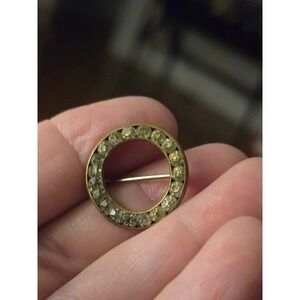 Rhinestone Circle Brooch Vintage Unsigned